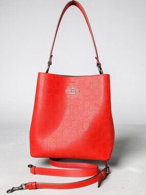 Coach Red Signature Leather Town Bucket Bag